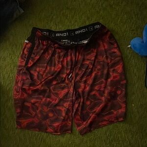 AND1 Men's Red Basketball Shorts